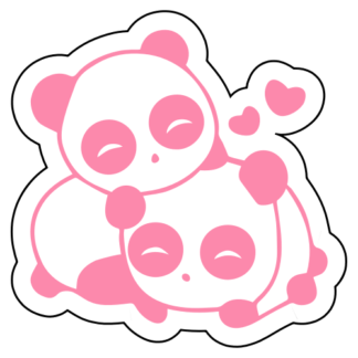 Cute Panda Couple In Love Sticker (Pink)